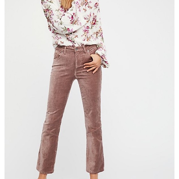Free People Pants - Free People velvet crop flare pants in taupe